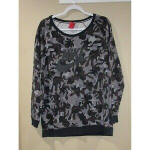 Nike Sweatshirt Women Lg Camoflauge Black/Gray Long Sleeve